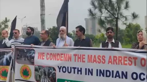 مقبوضہ کشمیر میں ساڑھے تین ہزار گرفتاریوں کے خلاف اسلام آباد میں حریت کانفرنس کا شدید احتجاج