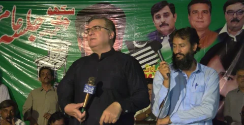 آزاد کشمیر انتخابات: حلقہ ایل اے 37 جموں 4 نارووال میں عثمان علیم کے جلسے میں جوش و خروش